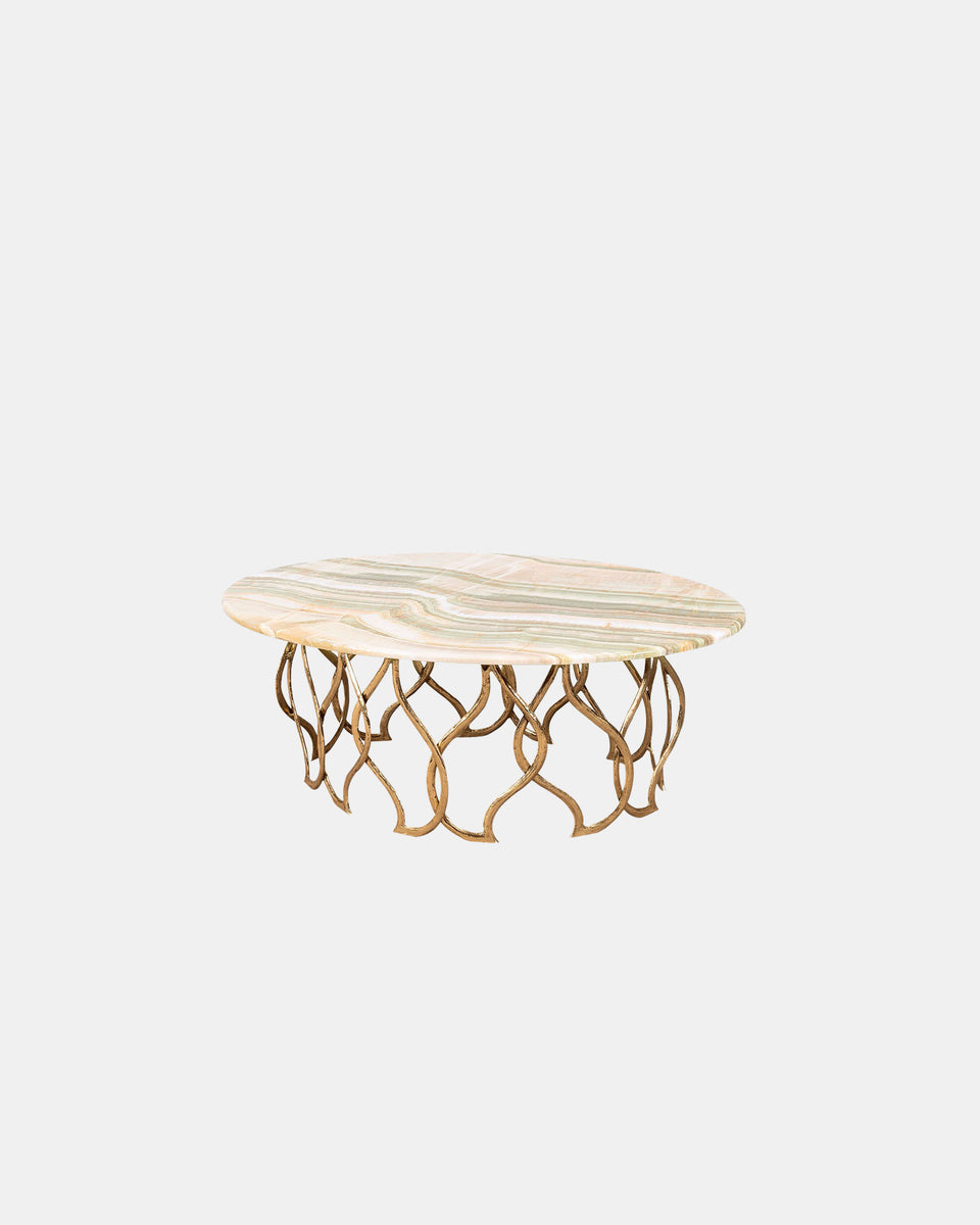 KOROA OVAL ONYX MARBLE COCKTAIL TABLE