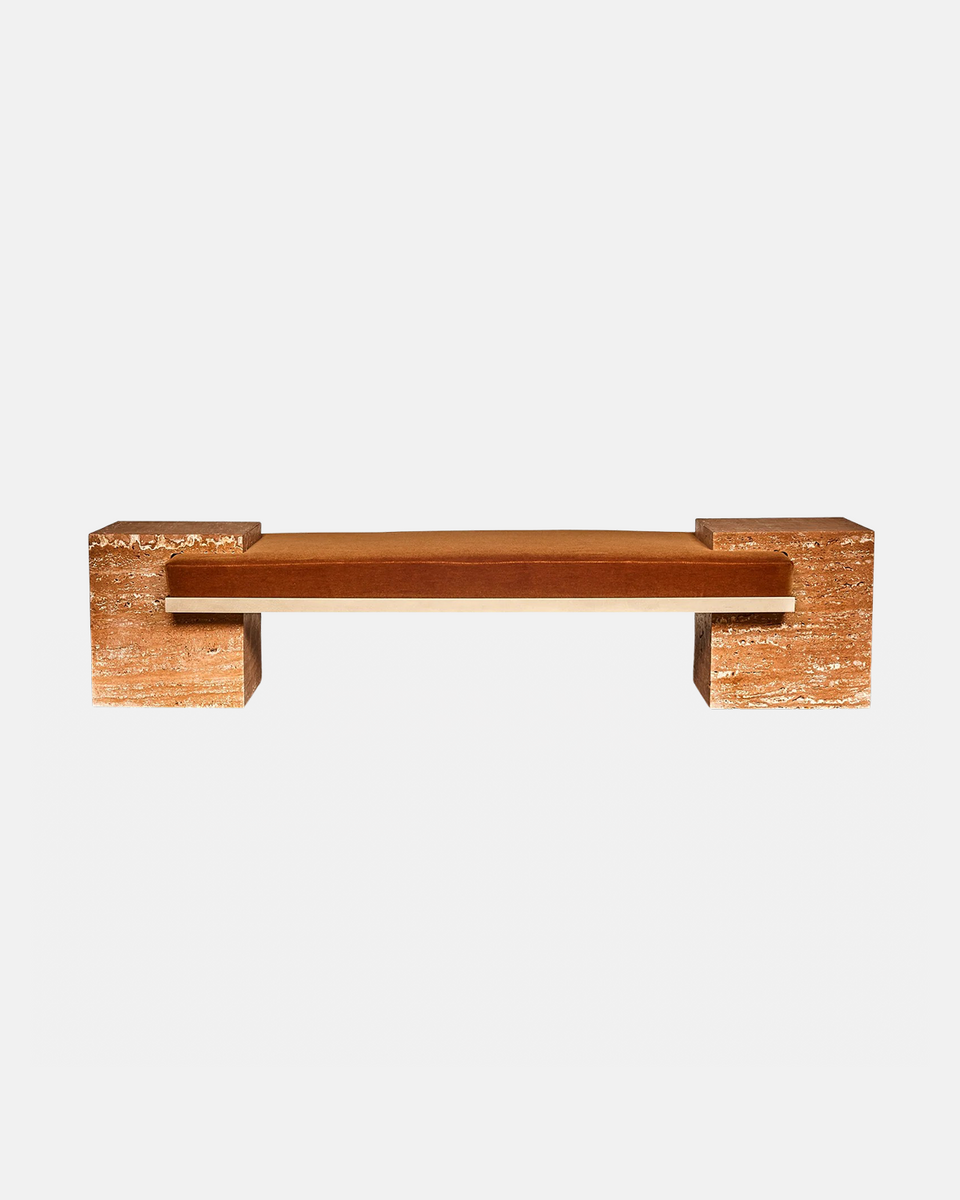 COEXIST BENCH IN ORANGE TRAVERTINE
