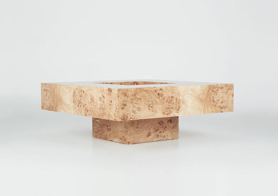 POPLAR BURL COFFEE TABLE