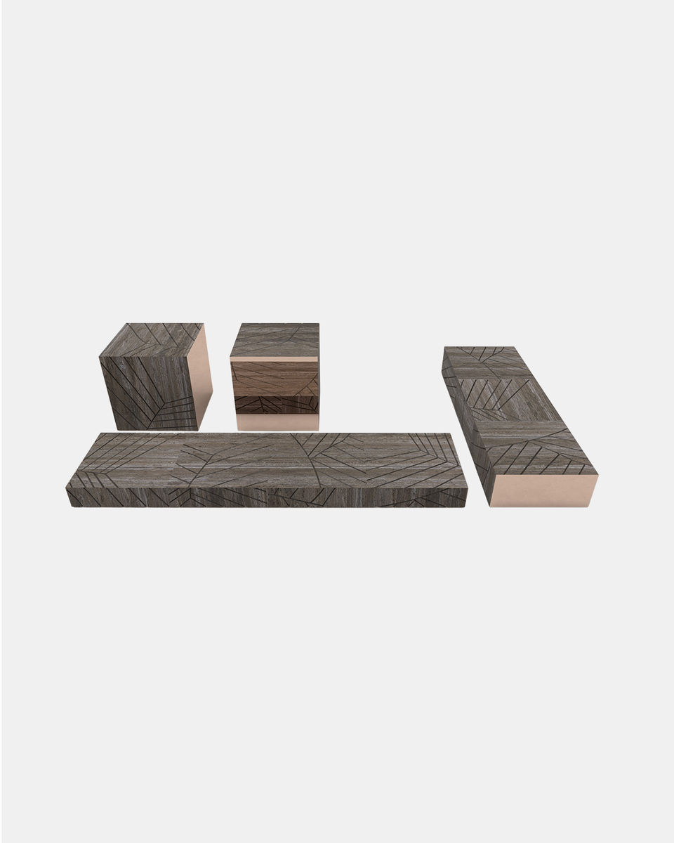 FOGLIE TRAVERTINE TITANIUM AND COPPER S60, R15 - 240, R25 - 180