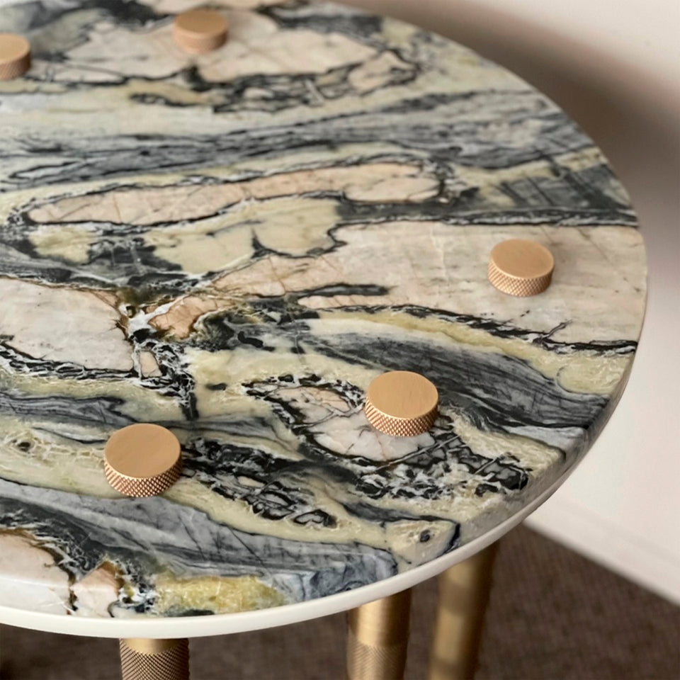 IPANEMA BRASS MARBLE SIDE TABLE