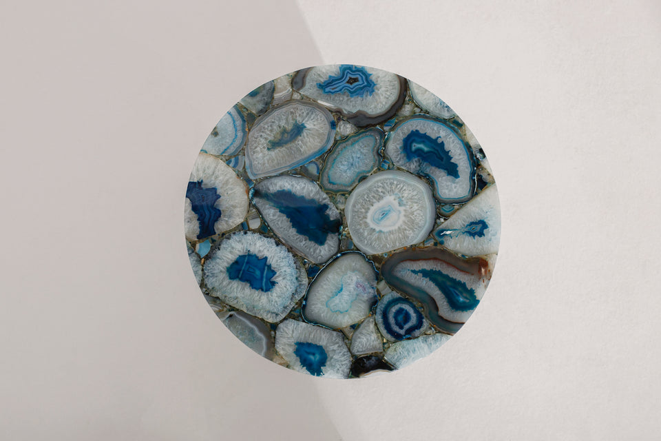 GUMMY AGATE BLUE SIDE TABLE