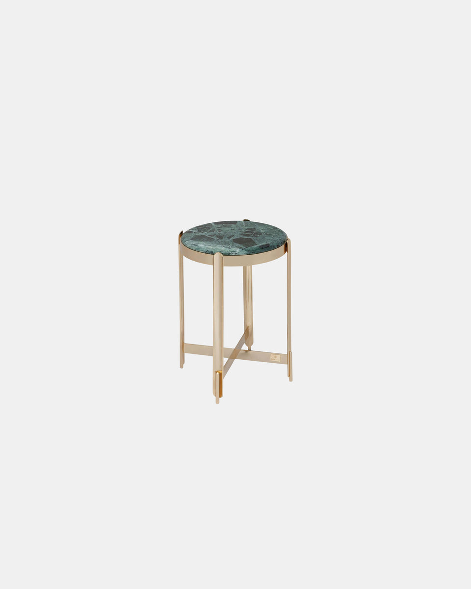 ALPINE GREEN POLISHED BRASS SIDE TABLE