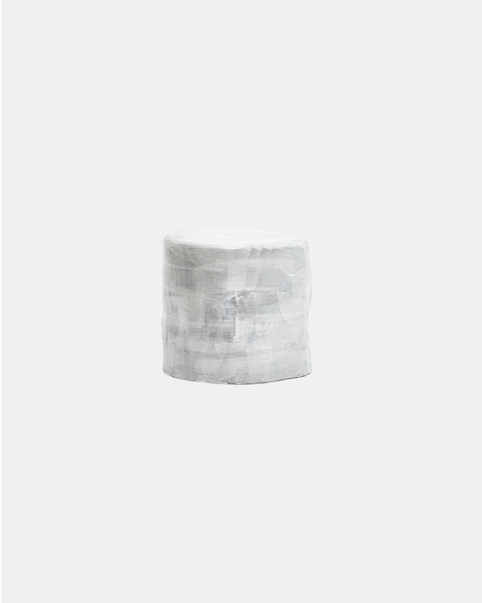 CERAMIC BRUSHED WHITE ON GREY CLAY SIDE TABLE