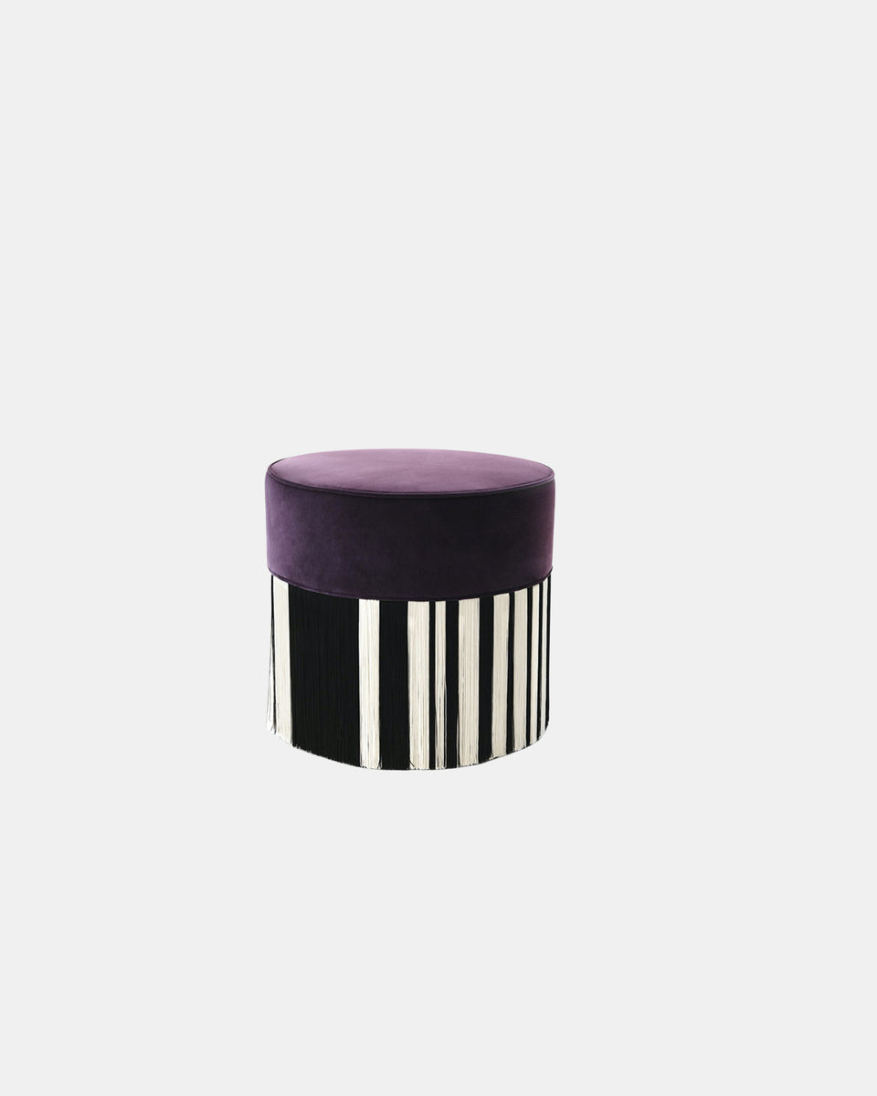 COUTURE WHITE LINES LARGE POUF