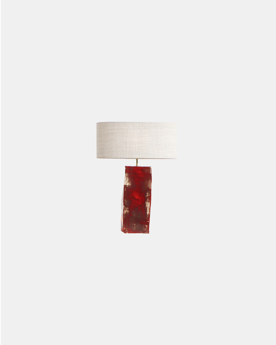 RECTANGULAR BURNT RED TABLE LIGHT