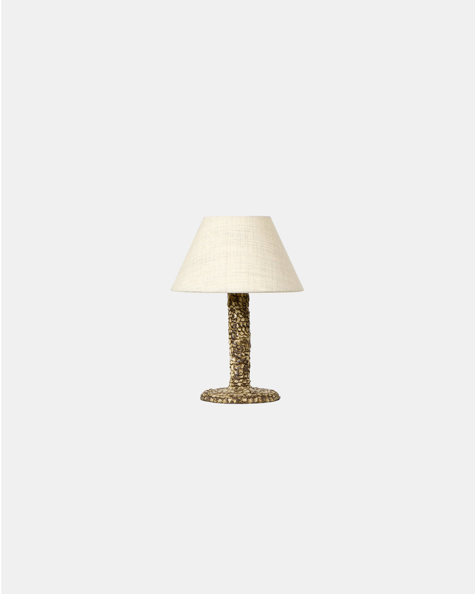 CASA WHITE ON BROWN CLAY BEDSIDE LIGHT