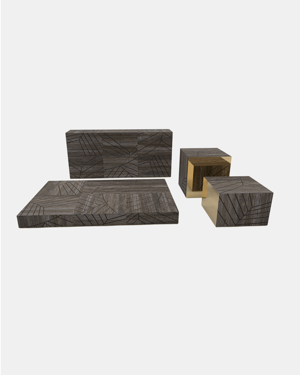 FOGLIE TRAVERTINE TITANIUM AND GOLD R80 - 180, S60, S40, R15 - 120 X 180