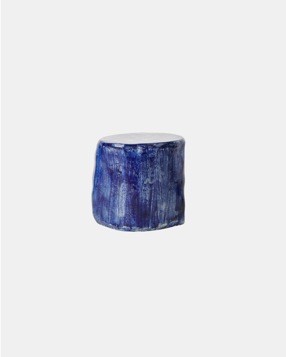 CERAMIC BRUSHED COBAL SIDE TABLE