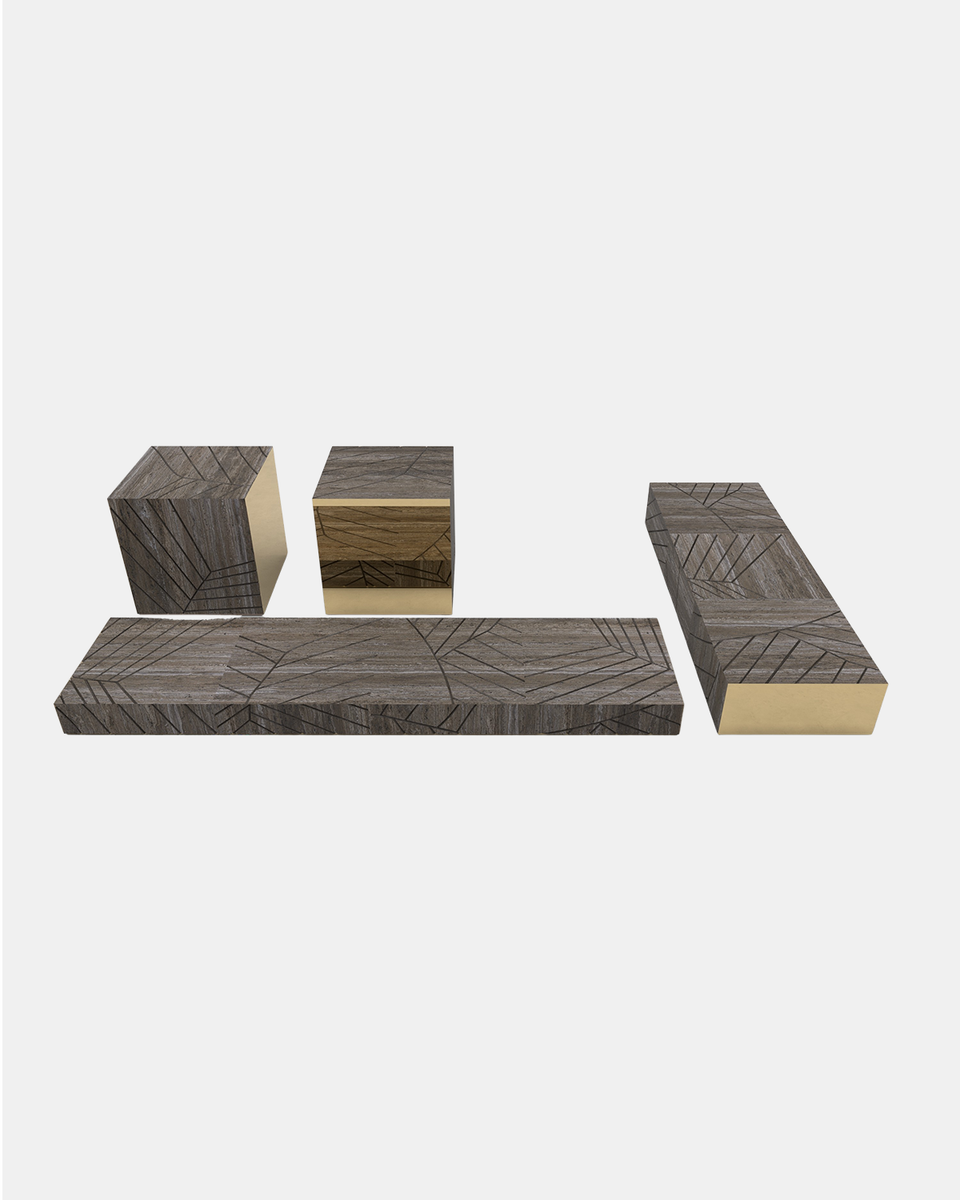 FOGLIE TRAVERTINE TITANIUM AND GOLD S60, R15 - 240, R25 - 180