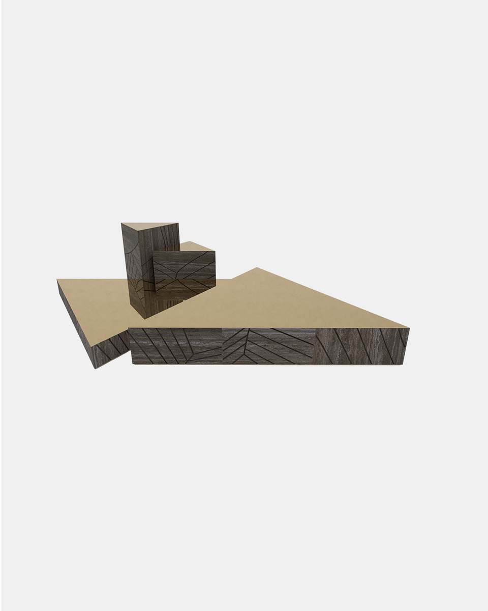 FOGLIE TRAVERTINE TITANIUM AND GOLD T60, T40, T15 - 170, T25 - 170