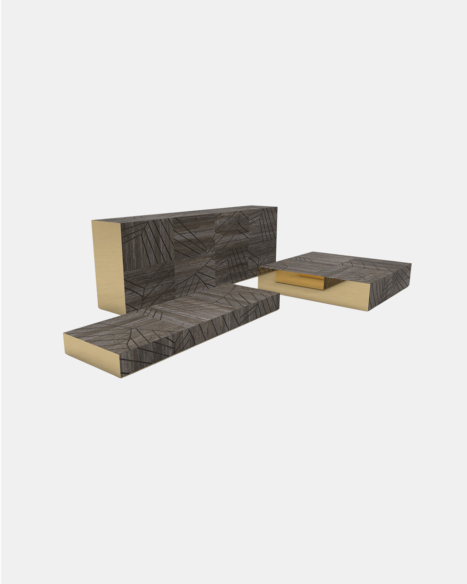FOGLIE TRAVERTINE TITANIUM AND GOLD R80 - 240, R15 - 180, S25 - 120