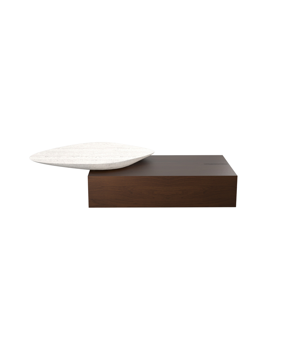 ORIGINS BROWN TRAVERTINE COFFEE TABLE