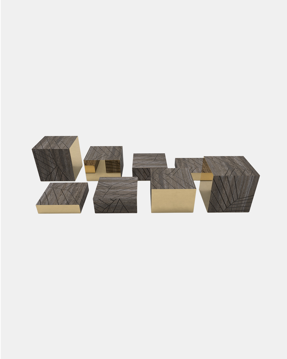 FOGLIE TRAVERTINE TITANIUM AND GOLD S15, S25, S40, S60