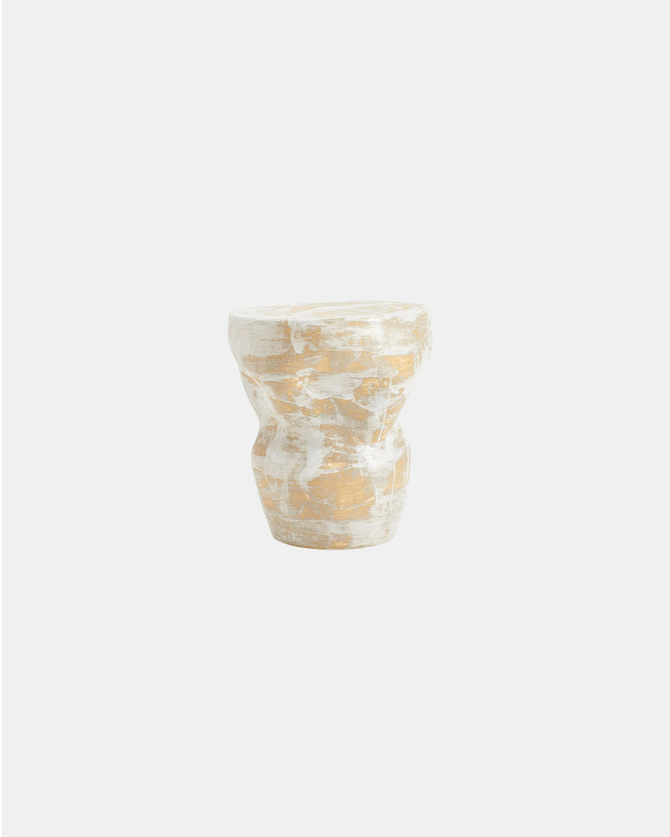 CERAMIC BRUSHED WHITE SIDE TABLE