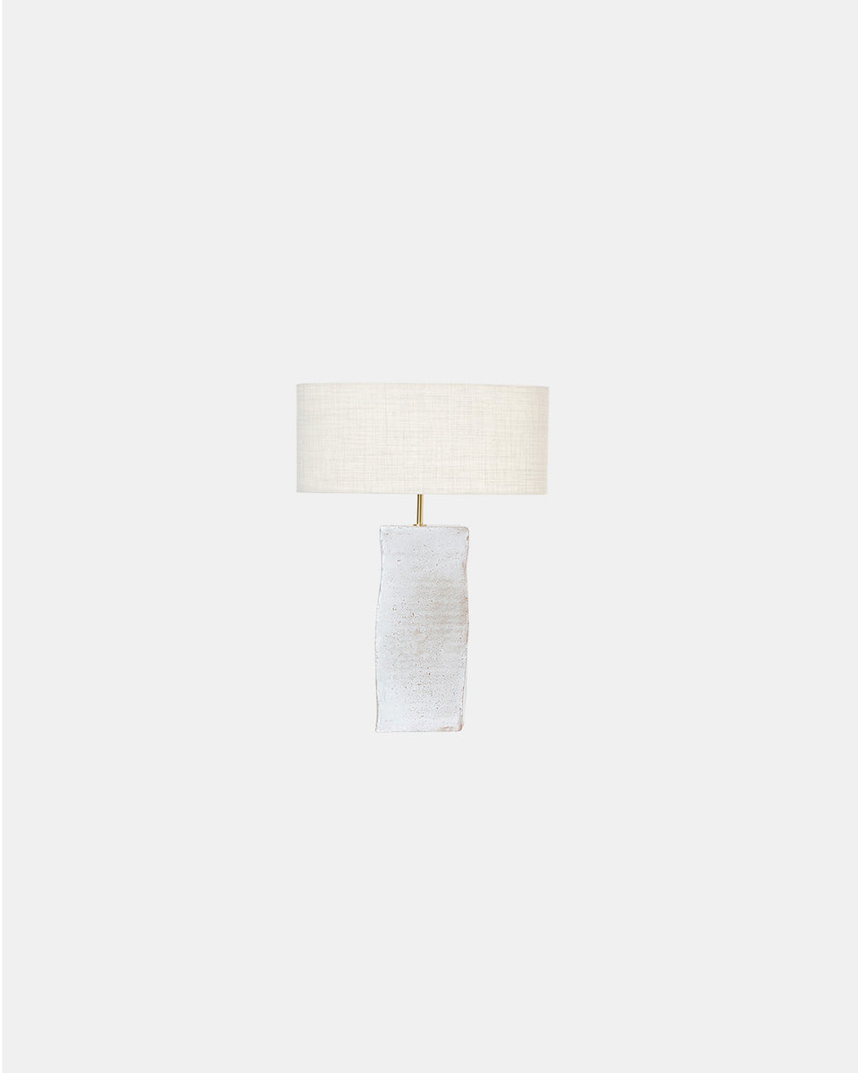 RECTANGULAR WHITE ON RED CLAY TABLE LIGHT