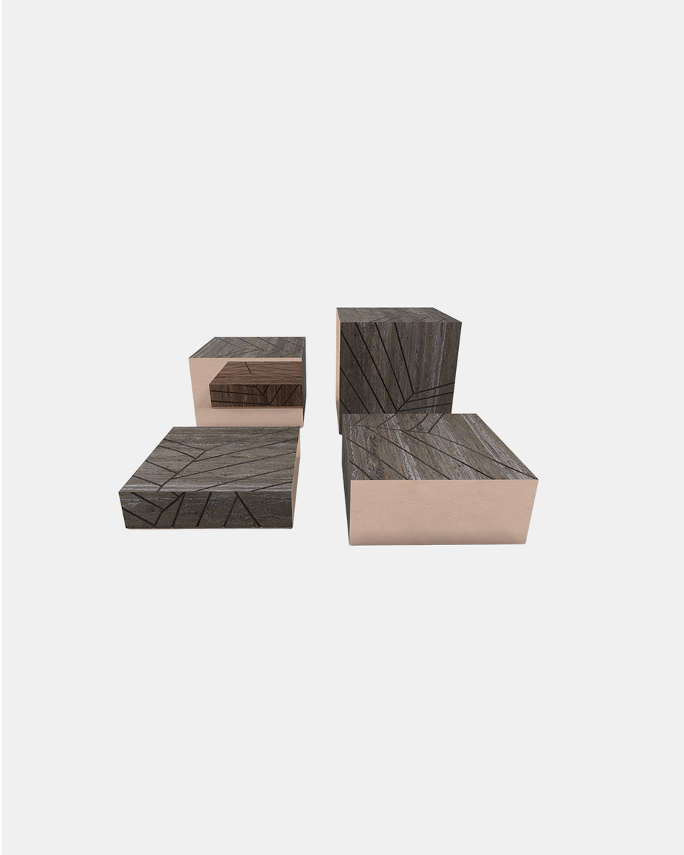 FOGLIE TRAVERTINE TITANIUM AND COPPER S60, S40, S25, S15