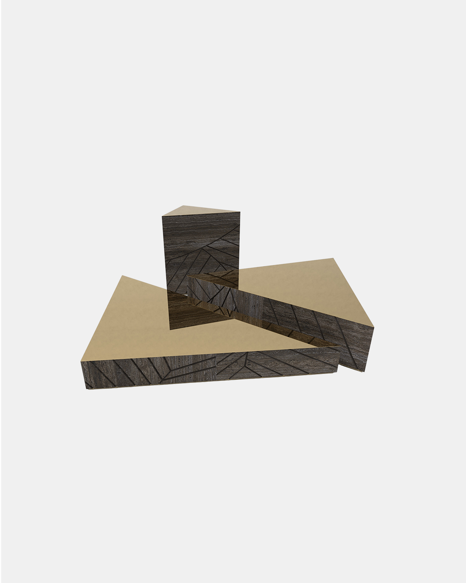 FOGLIE TRAVERTINE TITANIUM AND GOLD T15 - 170 X 120, T60, T25 - 120