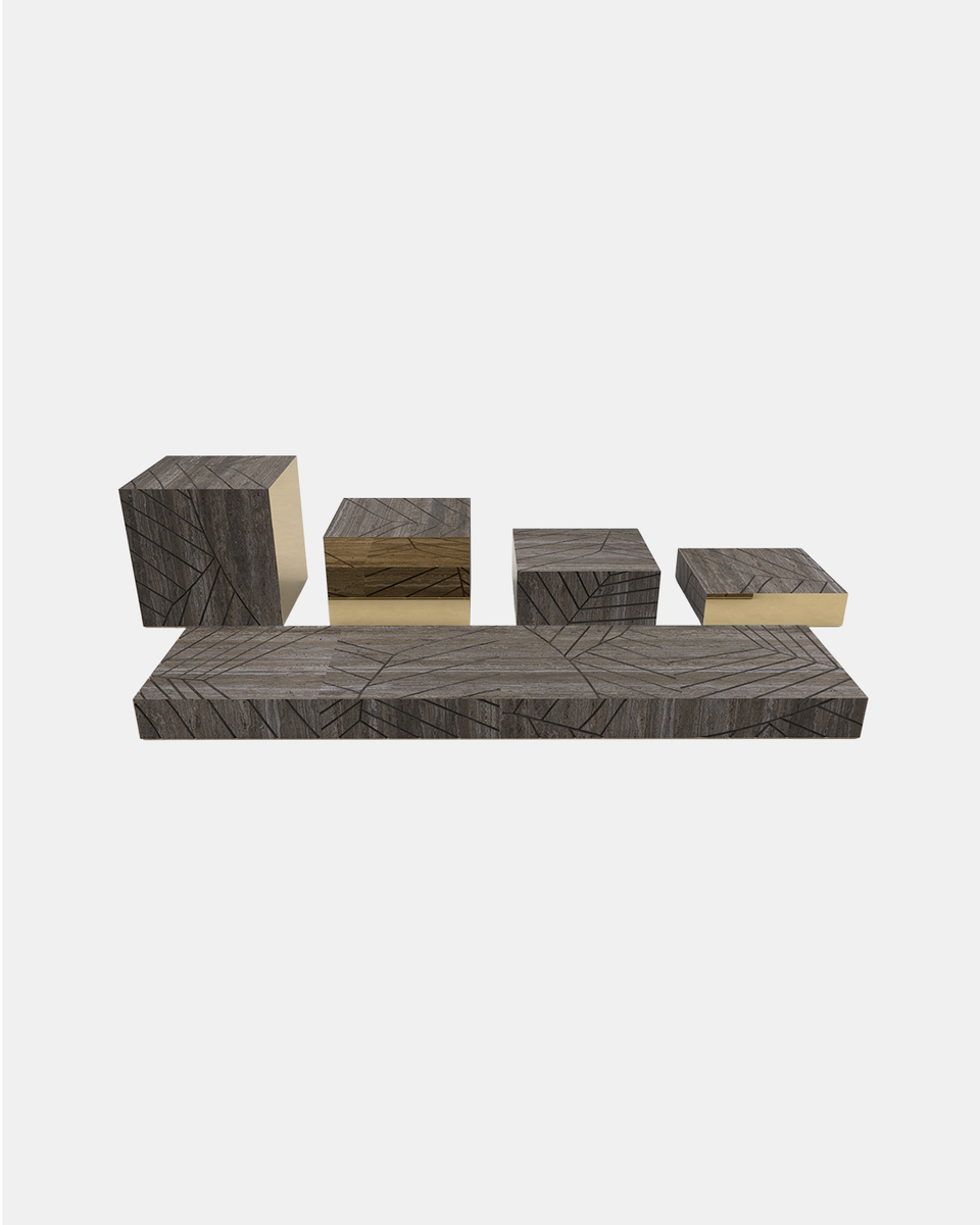 FOGLIE TRAVERTINE TITANIUM AND GOLD R60, R40, R25, R15, R15 - 240