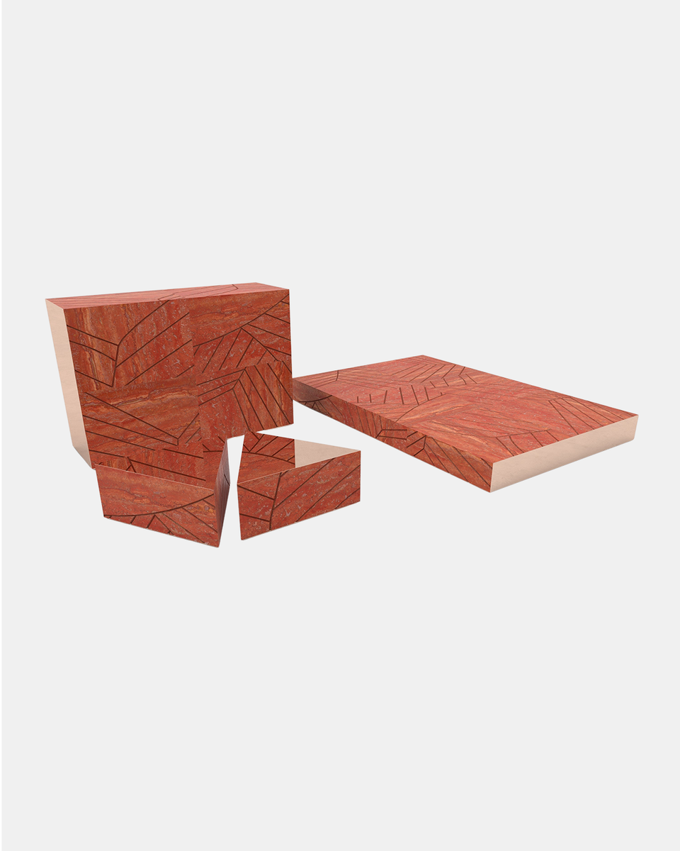 FOGLIE TRAVERTINE RED T25, T25, R80 - 120, R15 - 120 X 180