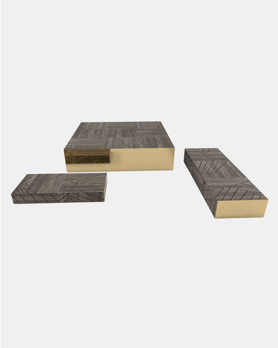FOGLIE TRAVERTINE TITANIUM AND GOLD S40 - 180, R25 - 180, R15 - 120