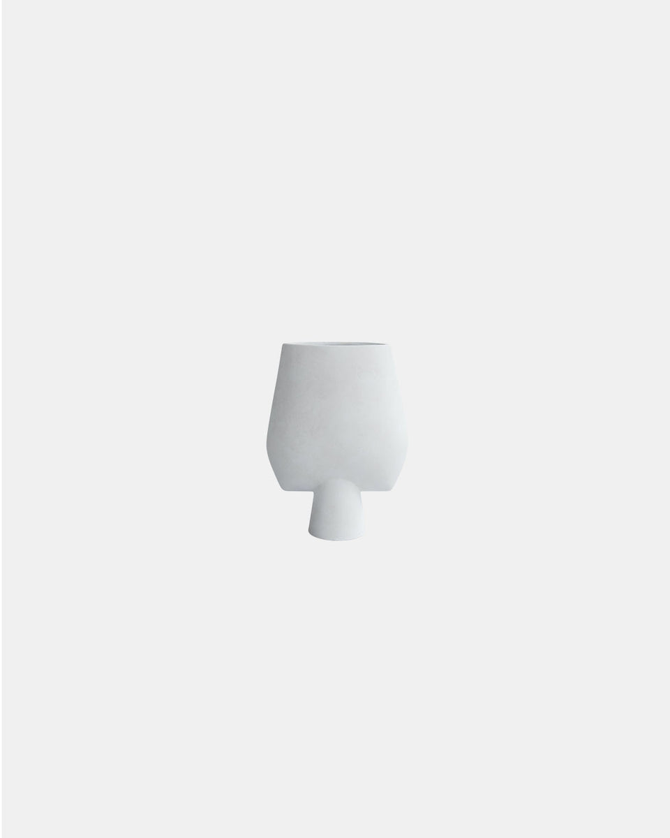 SPHERE BONE WHITE VASE SQUARE BIG