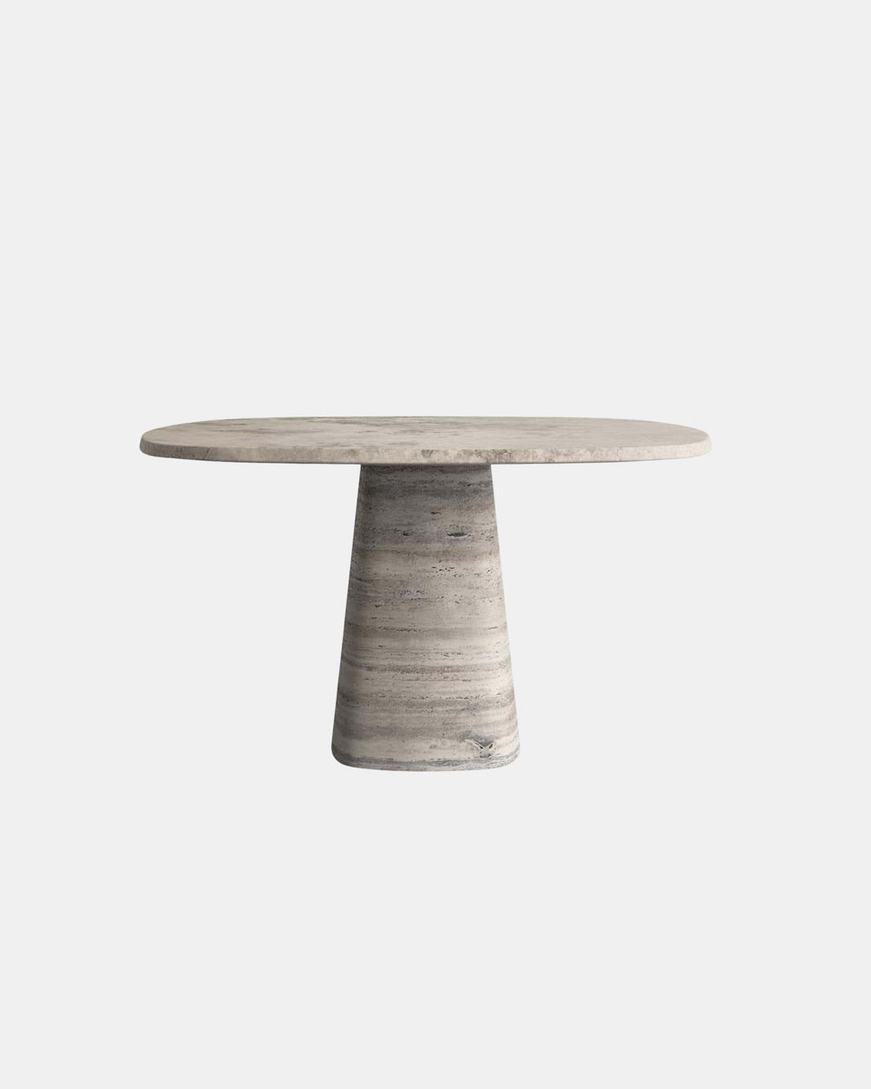 WEDGE TRAVERTINO SILVER MARBLE DINING TABLE