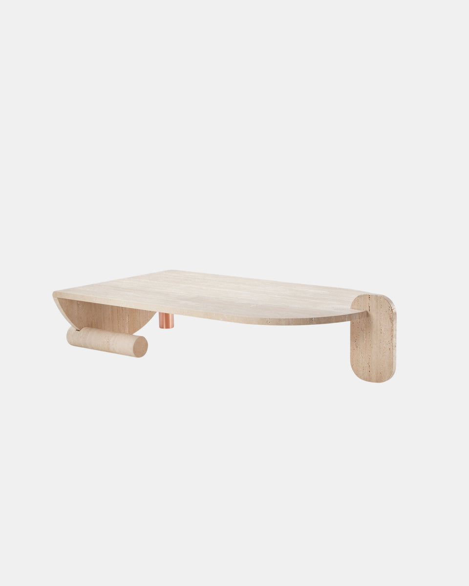 PLAYING GAMES TRAVERTINE COFFEE TABLE