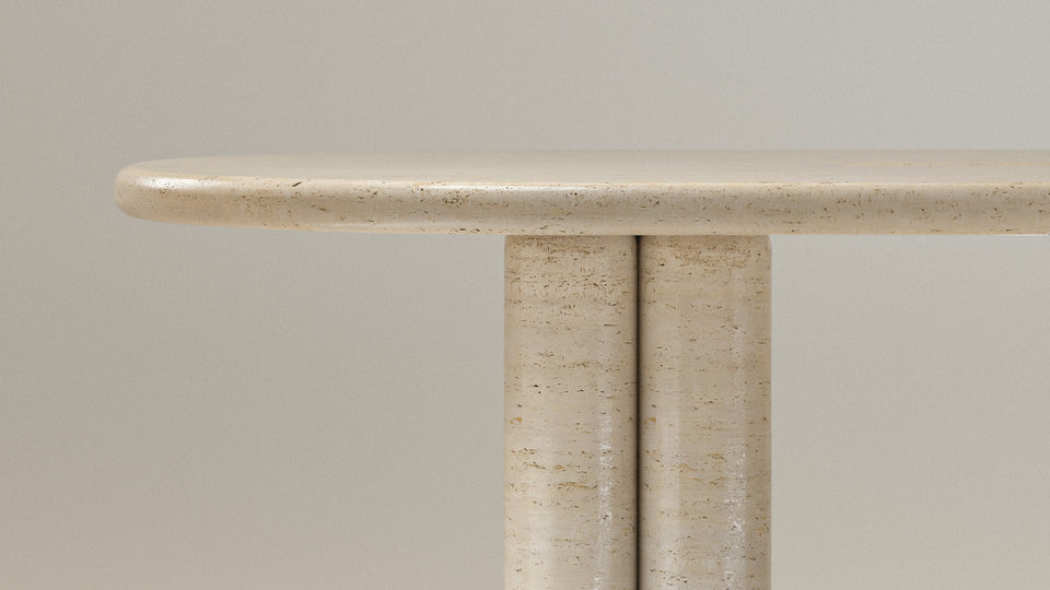 CHUBBY TRAVERTINE DINING TABLE