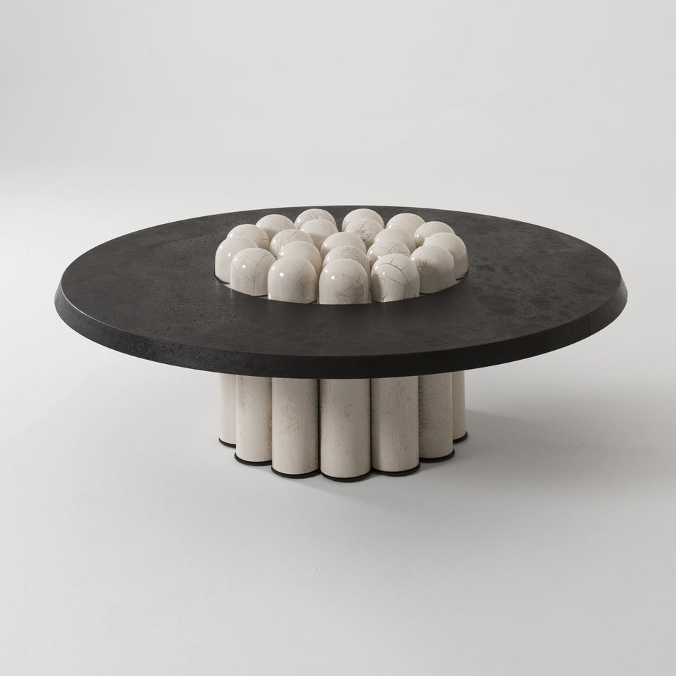 RAKU-YAKI BLACKENED WOOD COFFEE TABLE