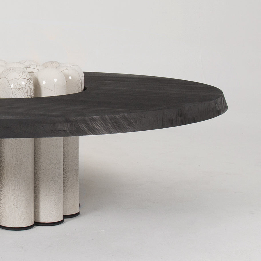 RAKU-YAKI BLACKENED WOOD COFFEE TABLE