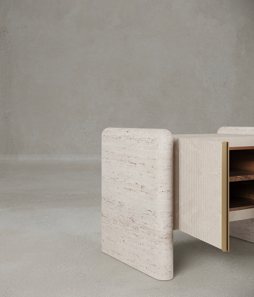 ELEMENTS 6.2 ROMAN TRAVERTINE NIGHT TABLE