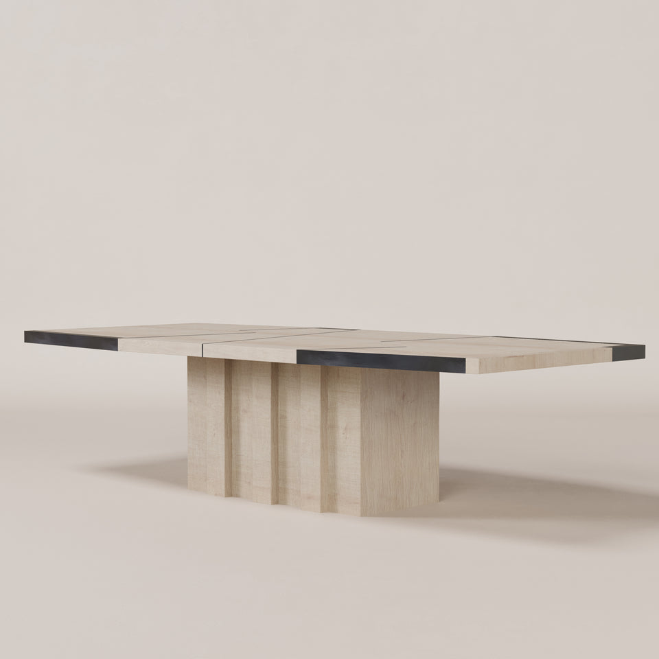 HARMONY 1.1 BLEACHED OAK AND BLACK STEEL DINING TABLE
