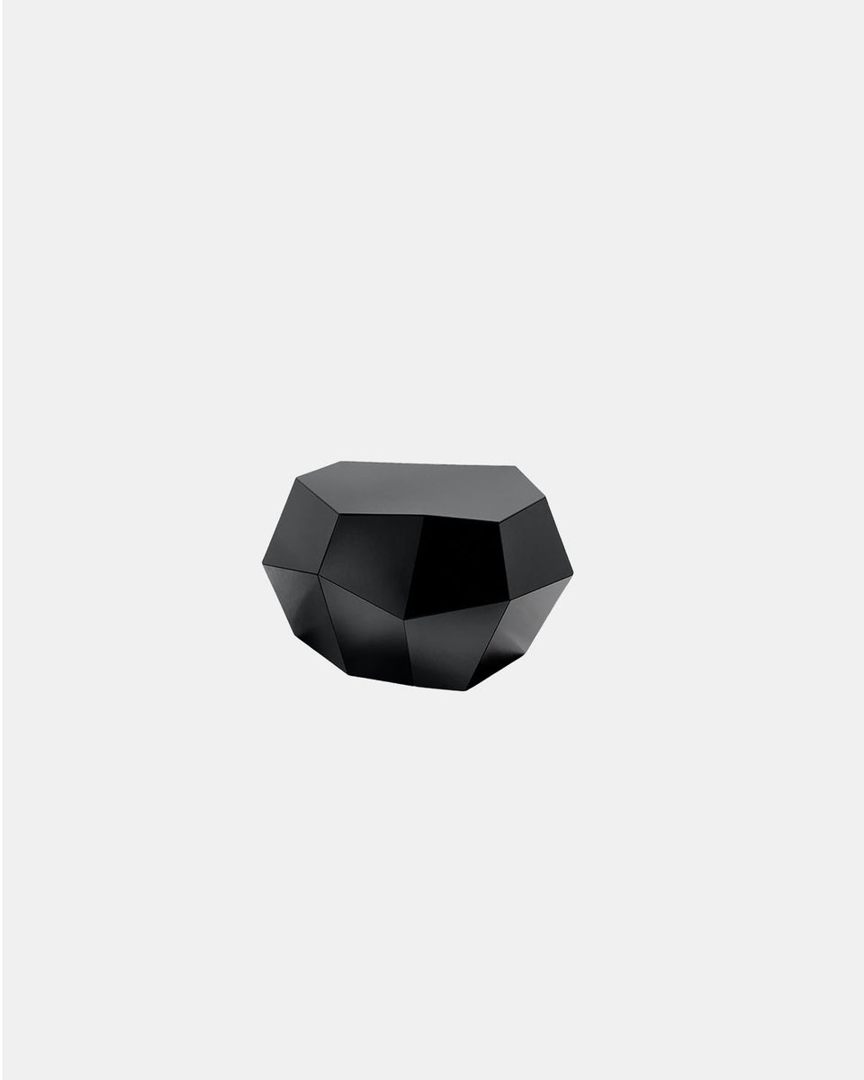 THREE ROCKS BLACK GLASS MEDIUM COFFEE TABLE