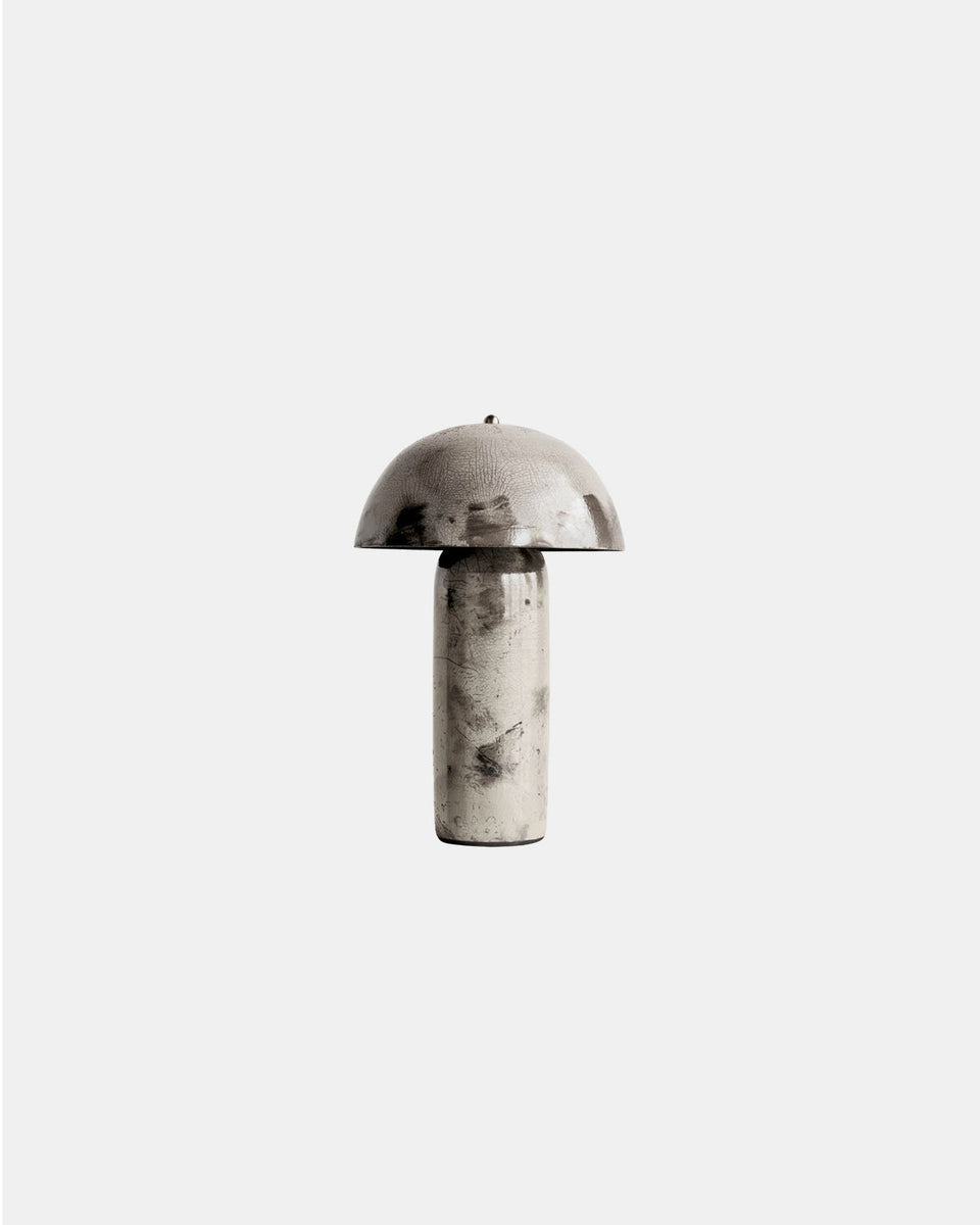 TERA WHITE CRACKLE RAKU LAMP