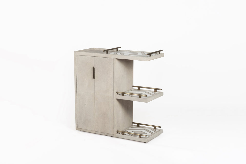 BAR TROLLEY SHAGREEN WITH 3 REMOVABLE TRAYS