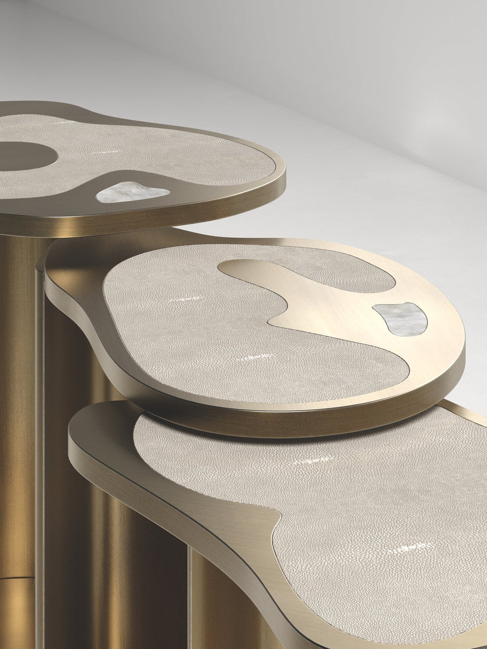 MASK WHITE QUARTZ NESTING SIDE TABLES