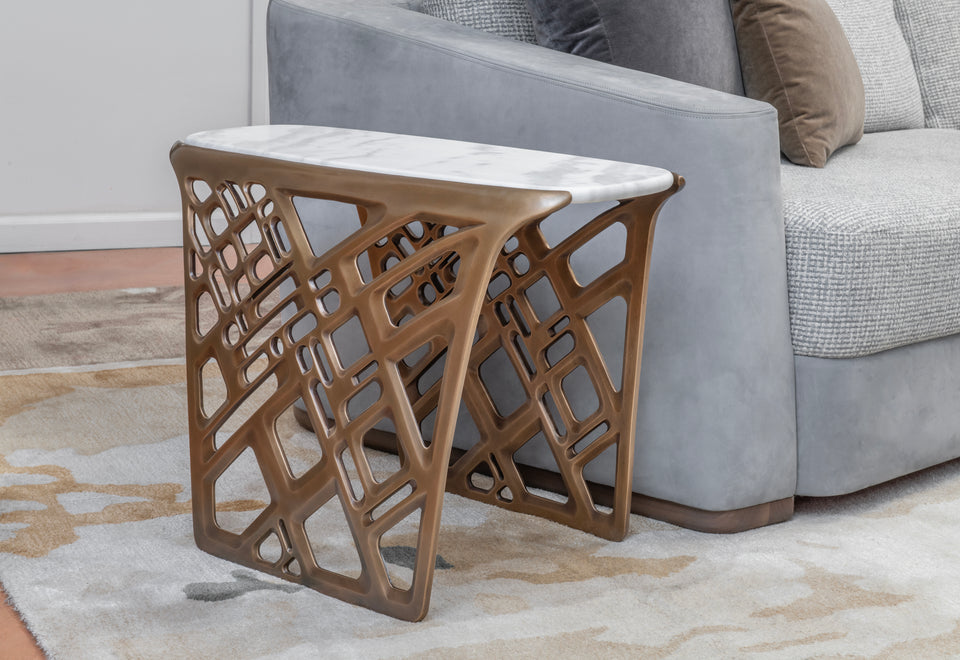 GOSSAMER CARRARA SIIDE TABLE