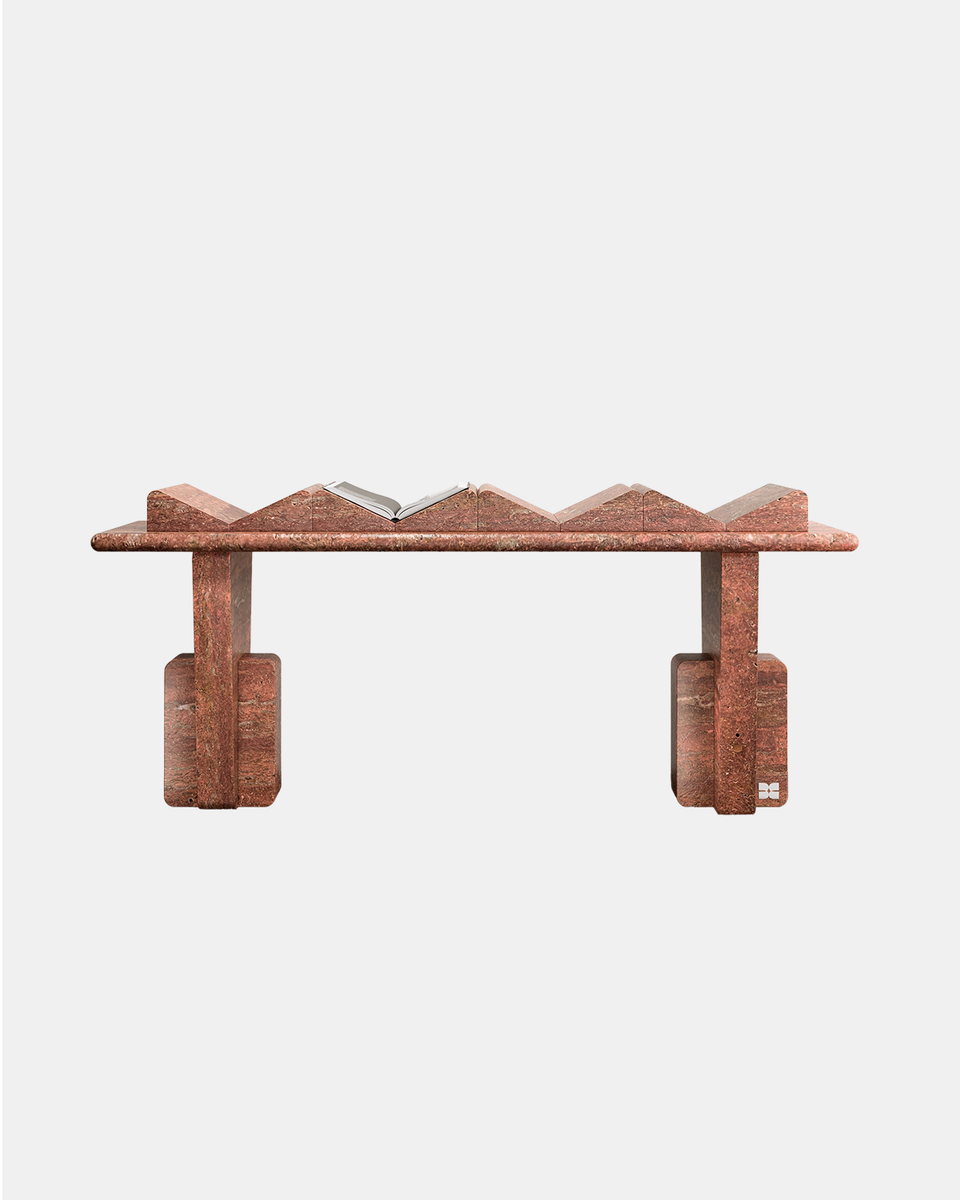 AND I LOVE HIM TRAVERTINE CONSOLE