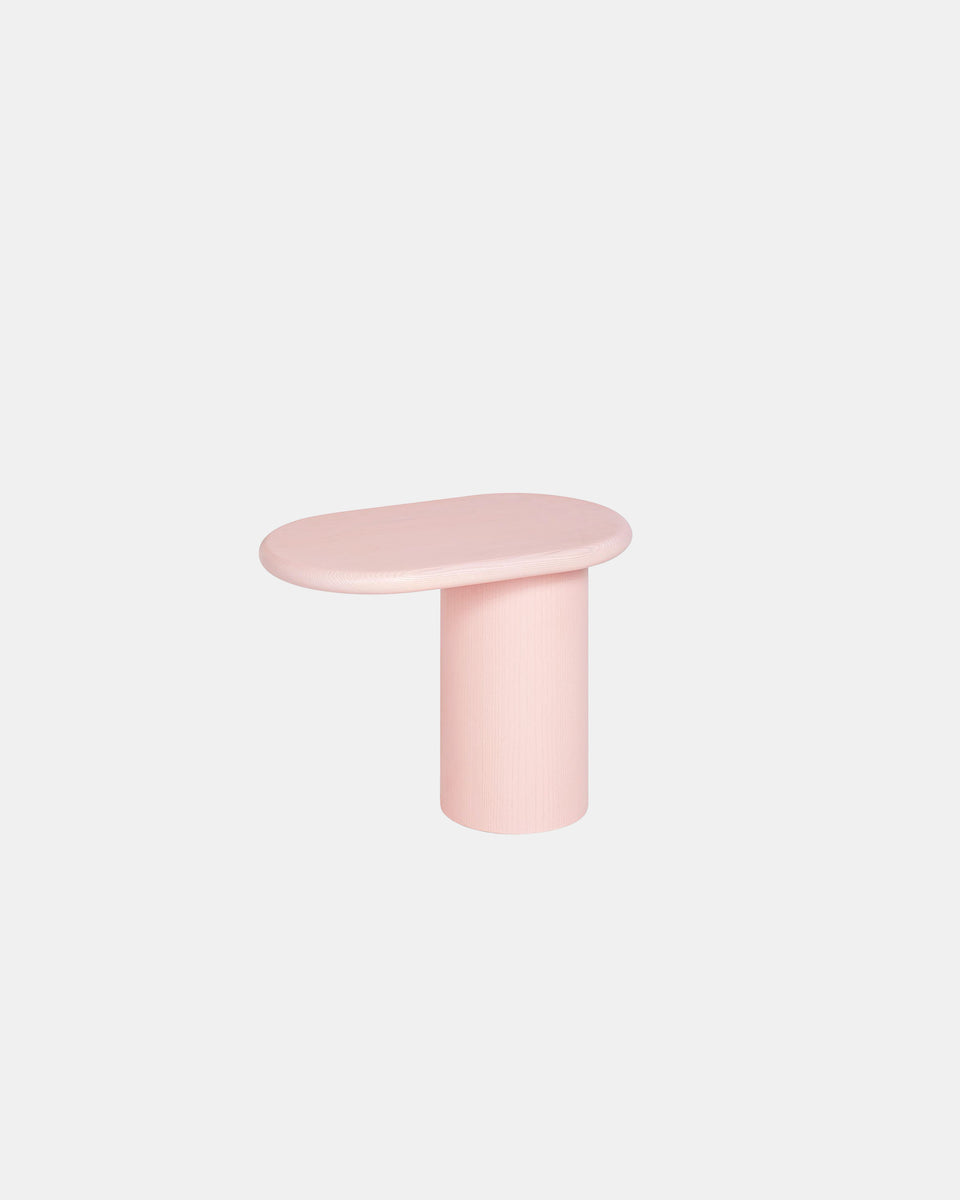 CANTILEVER SMALL STAINED WOOD SIDE TABLE