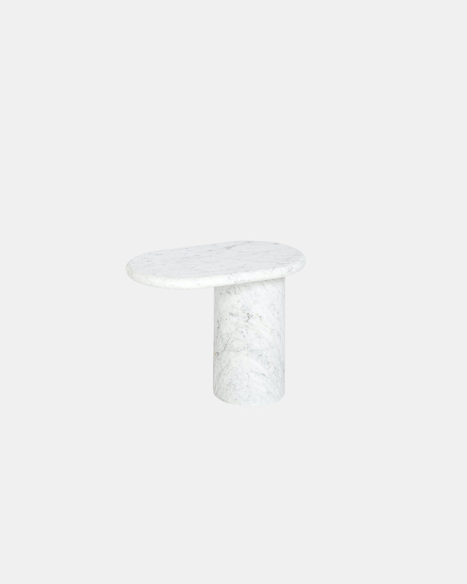 CANTILEVER SMALL CARRARA MARBLE SIDE TABLE