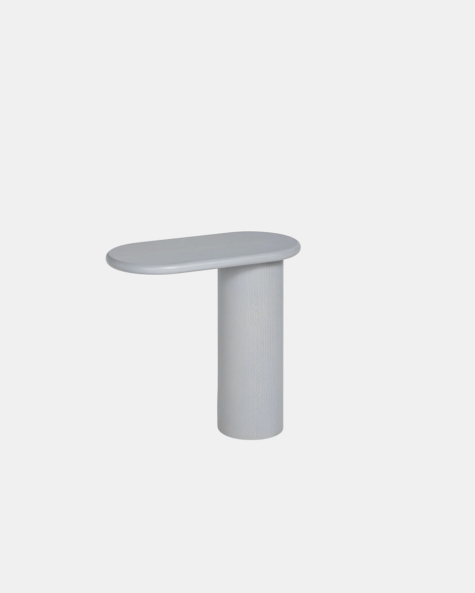 CANTILEVER LARGE STAINED WOOD SIDE TABLE