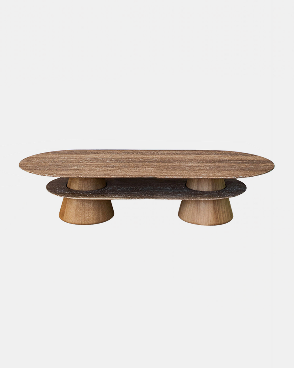 OVAL PIETRA TRAVERTINE COFFEE TABLE