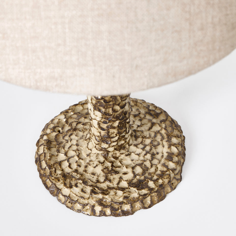 CASA WHITE ON BROWN CLAY BEDSIDE LIGHT