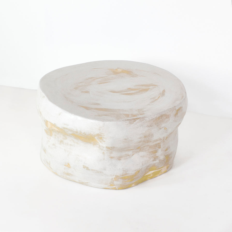 CERAMIC BRUSHED WHITE COFFEE TABLE