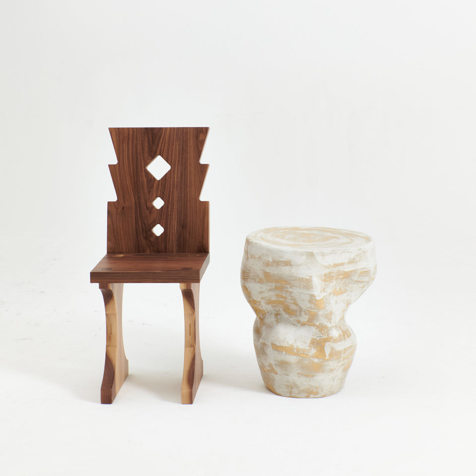 CERAMIC BRUSHED WHITE SIDE TABLE