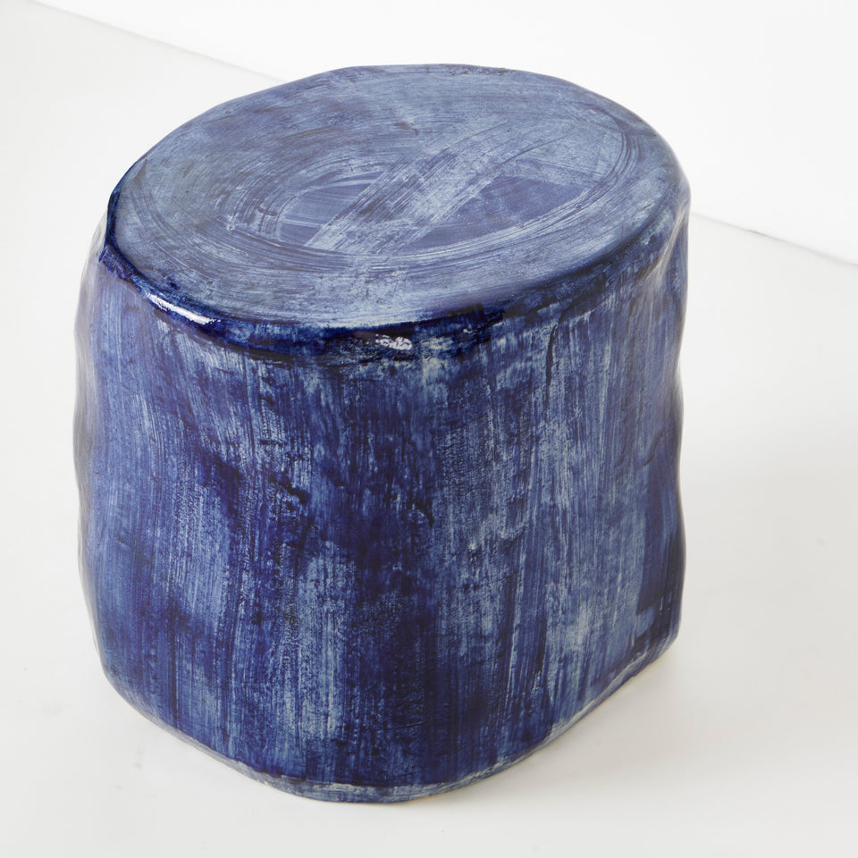 CERAMIC BRUSHED COBAL SIDE TABLE