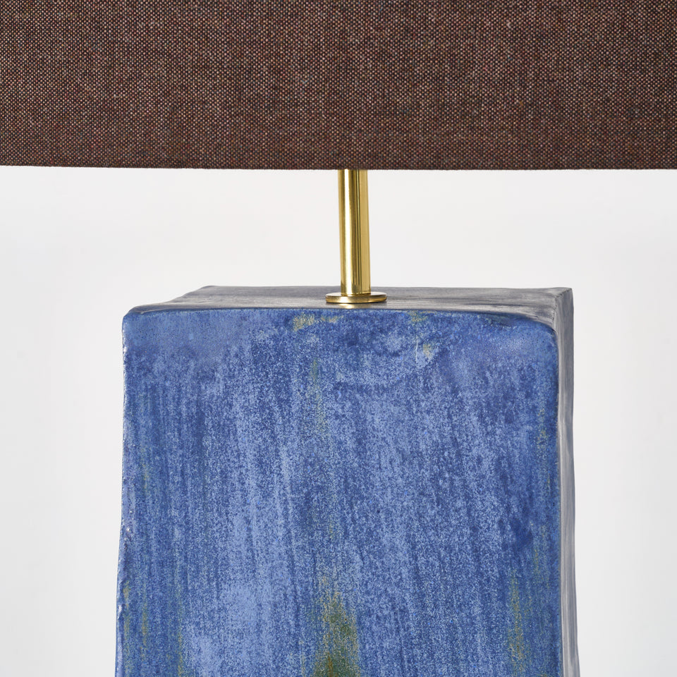 RECTANGULAR BRUSHED BLUE TABLE LIGHT