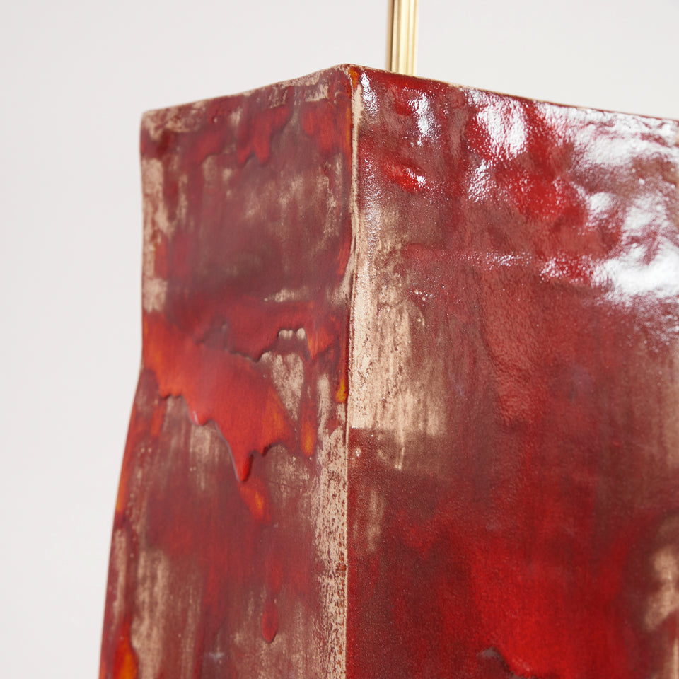 RECTANGULAR BURNT RED TABLE LIGHT