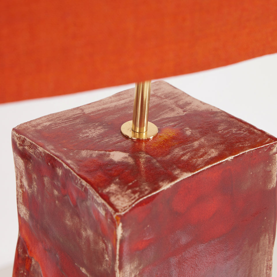 RECTANGULAR BURNT RED TABLE LIGHT